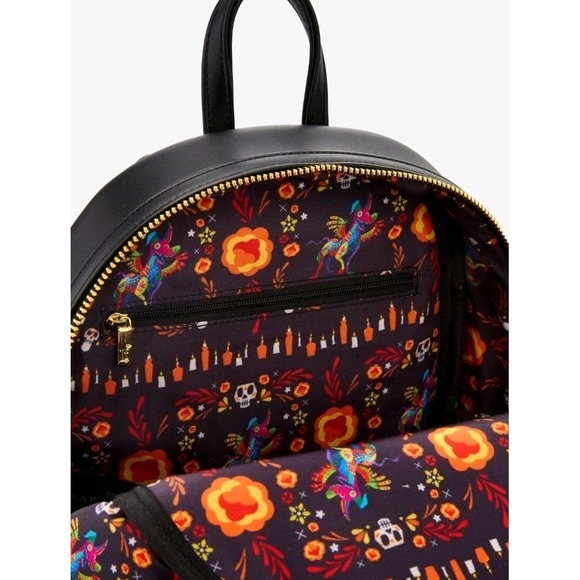 Loungefly Disney Pixar Coco Floral Embroidered Backpack & Wallet Day Of The Dead - Picture 9 of 10